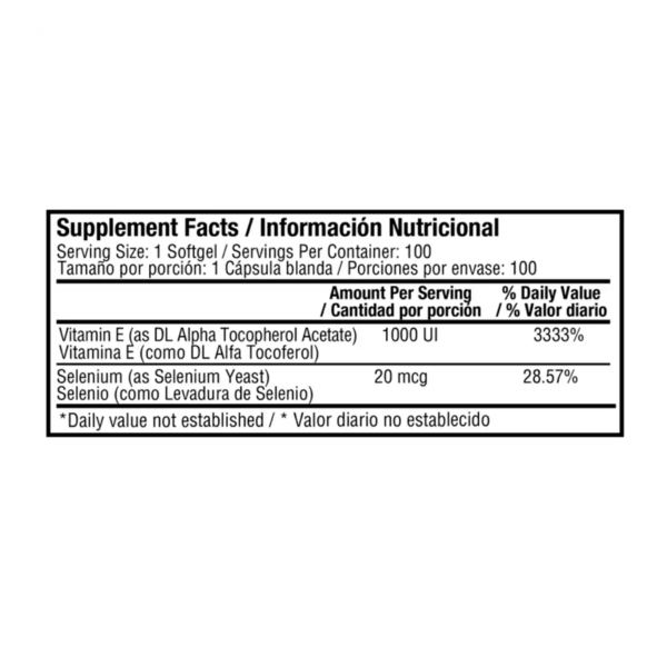 Vitamina E 1000 IU 100 Capsulas - Image 2