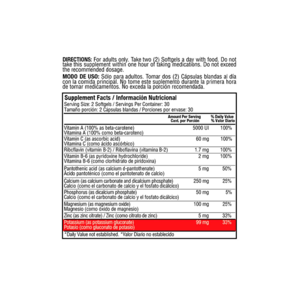 POTASSIUM 99MG WITH VITAMINS AND MINERALS 60 SOFTGELS - Image 2